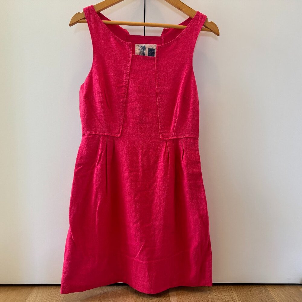 Anthropologie Edme & Esyllte Barbiecore Hot Pink Sleeveless Linen Sheat (Size 0)